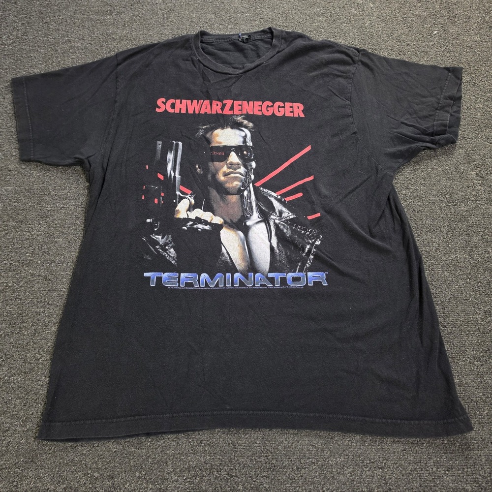 Vintage Terminator T-Shirt Men XL Black Arnold Schwarzenegger Graphic Sci-Fi Y2K